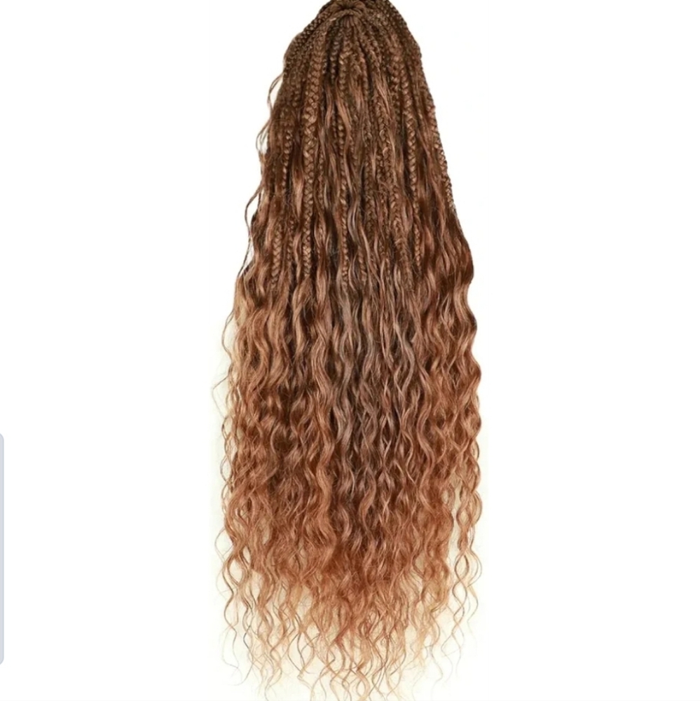 Boho Braids 80 Extensions 18" Color #30  Curly Human Hair Arukihair Retail $172